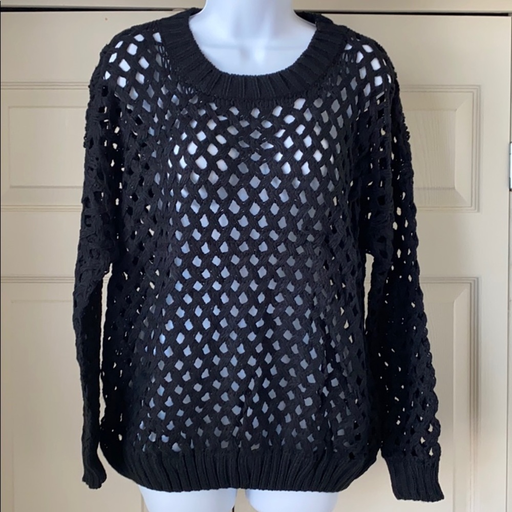 Black Crochet Sweater